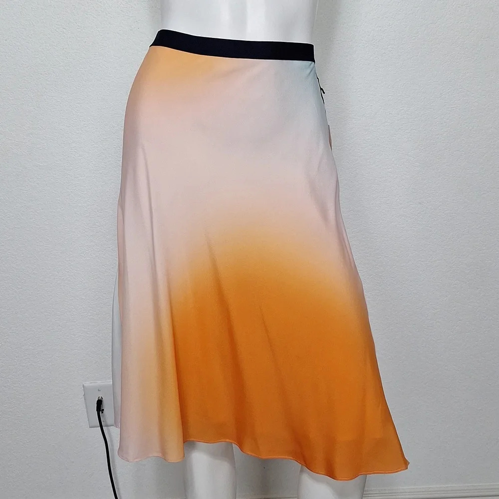 Crosby NEW Preppy Multicolor Cottagecore Ombre Watercolor Coquette Slip Skirt *L